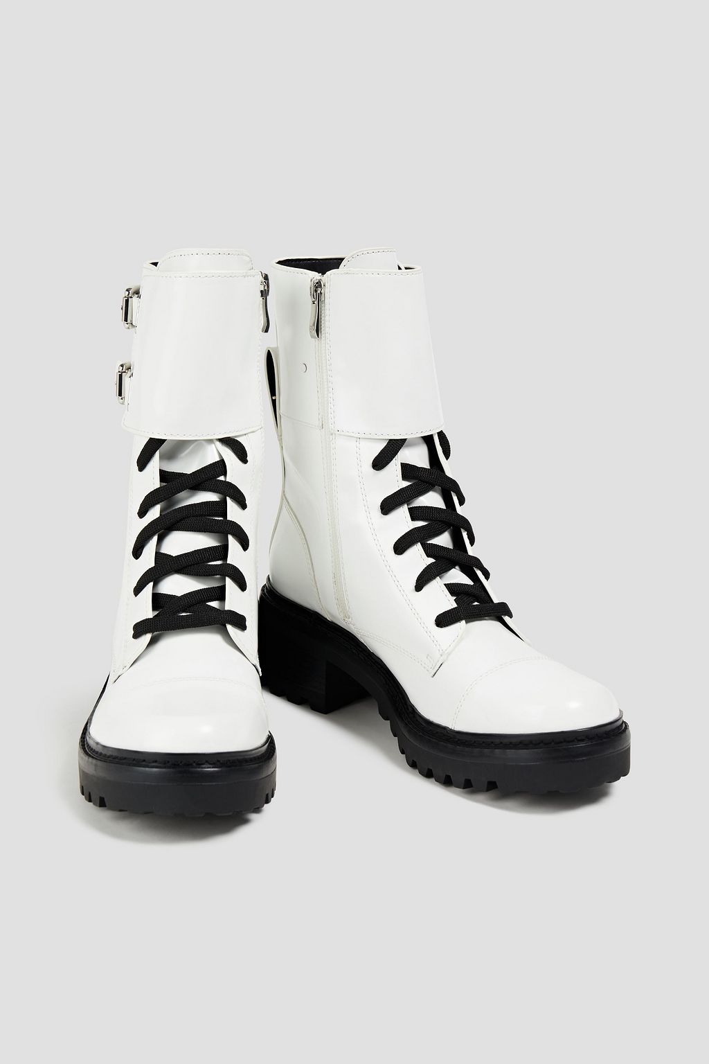 DKNY Bart faux glossed-leather combat boots