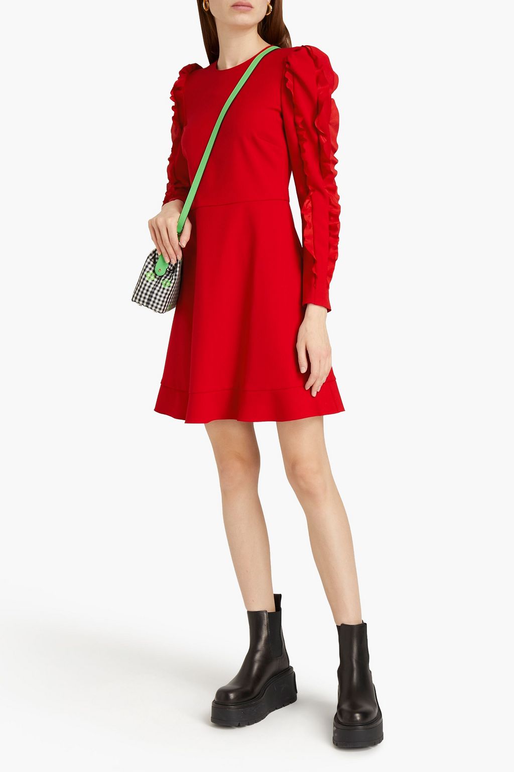 REDVALENTINO Ruffled crepe mini dress