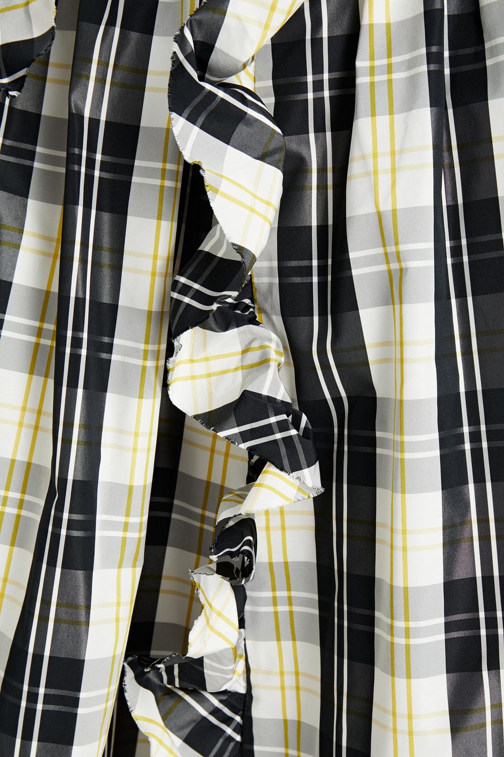 REDVALENTINO Ruffled checked taffeta midi skirt