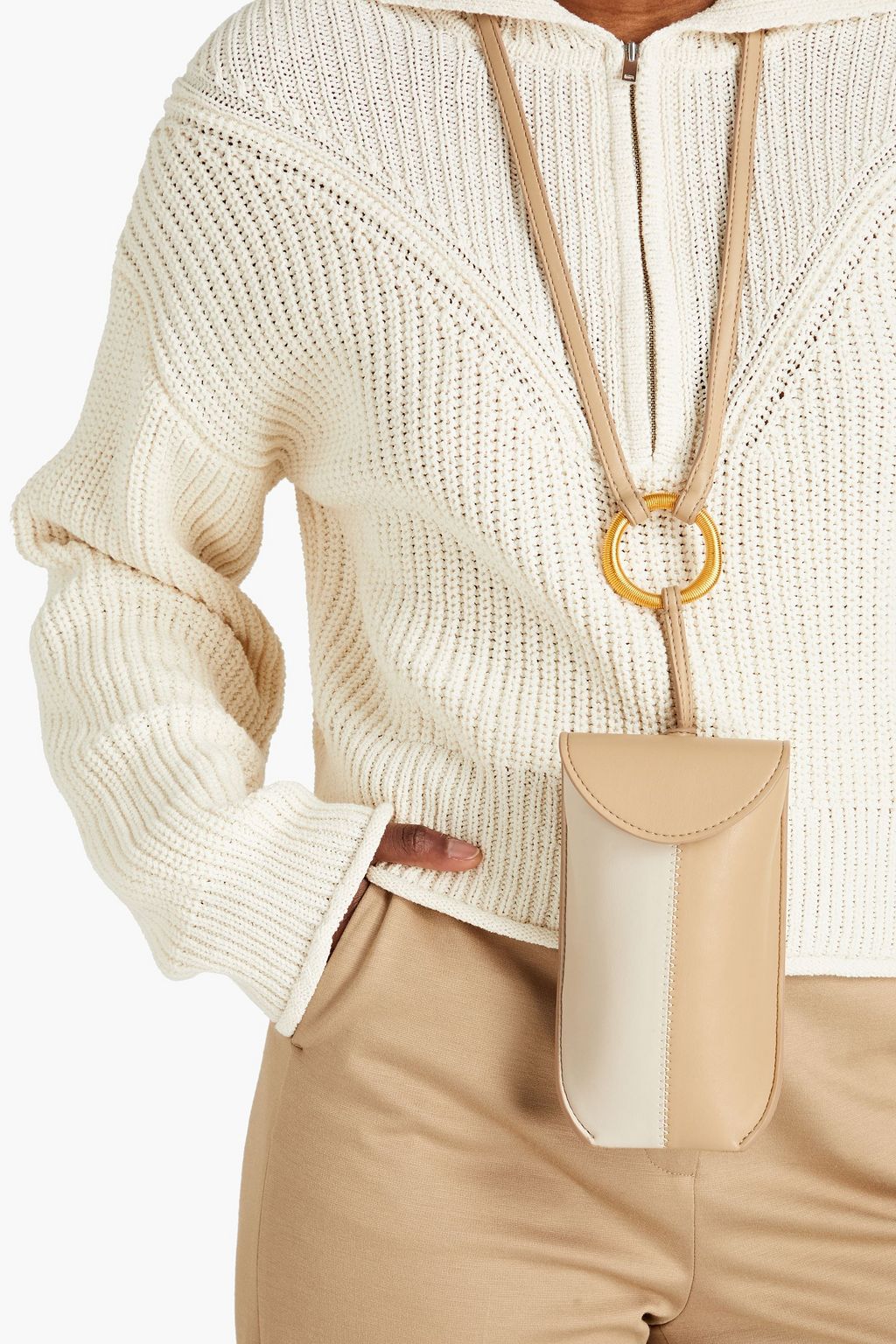NANUSHKA Two-tone vegan leather phone pouch
