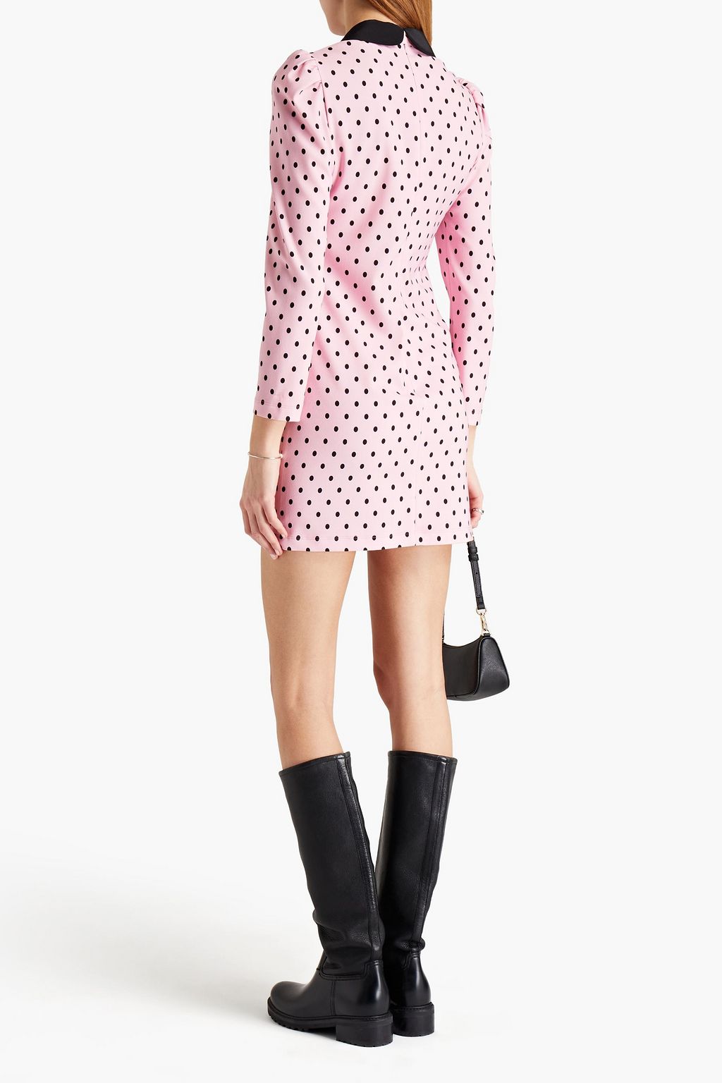 REDVALENTINO Satin-trimmed polka-dot crepe mini dress