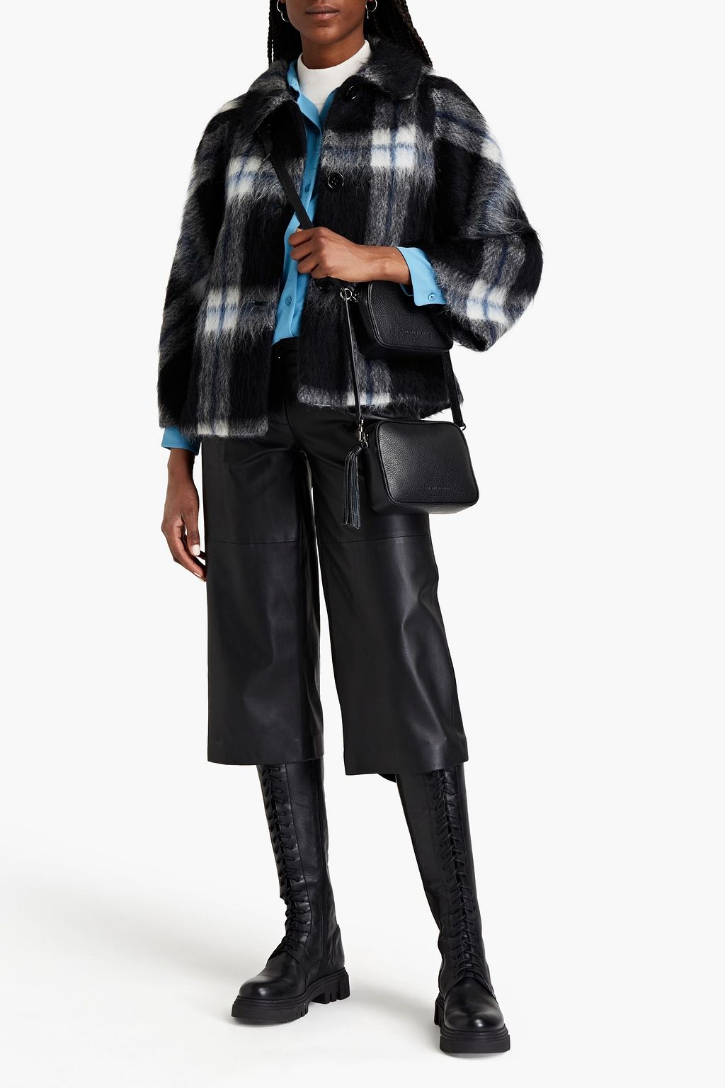 REDVALENTINO Checked brushed wool-blend felt jacket