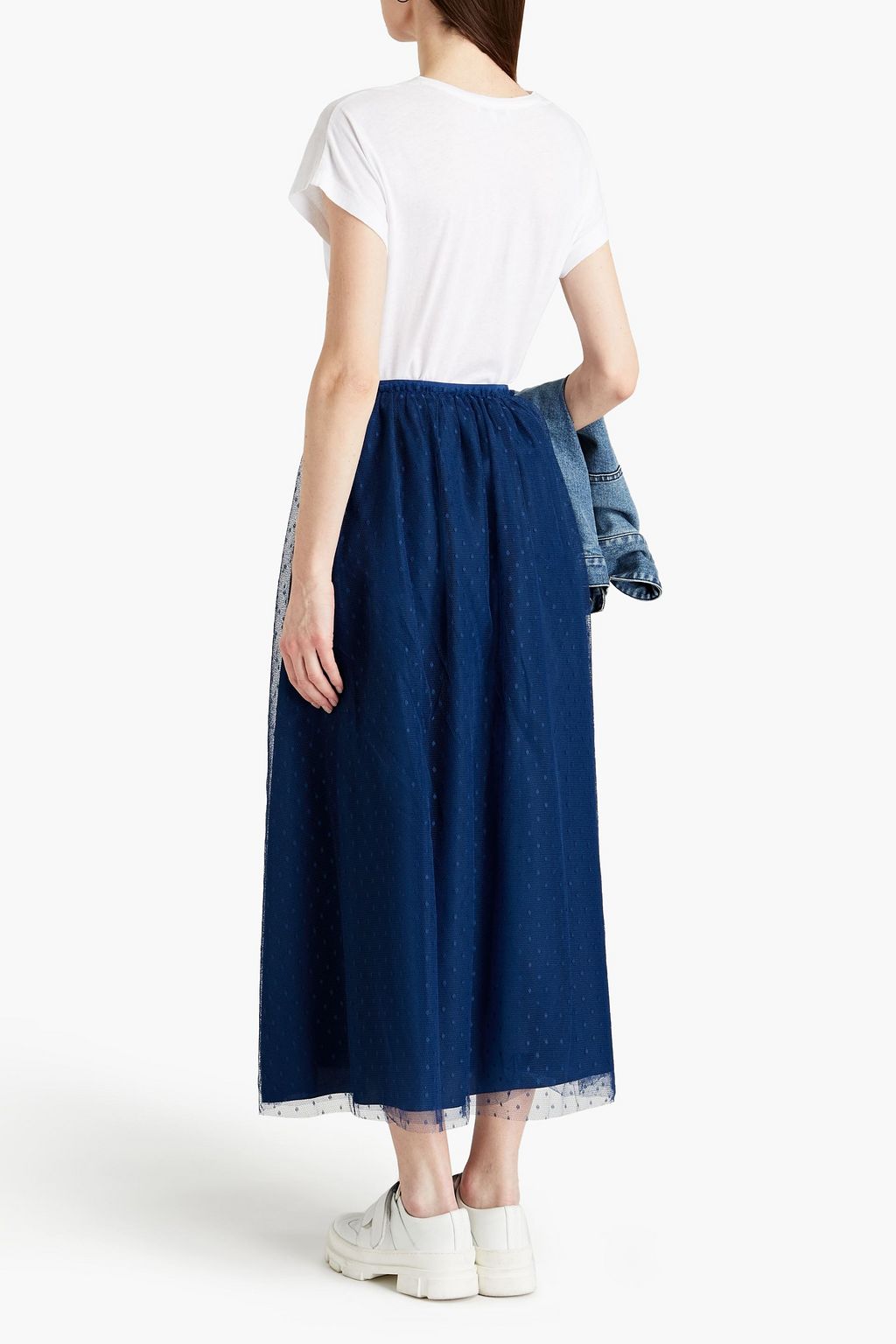 REDVALENTINO Point d'esprit midi skirt