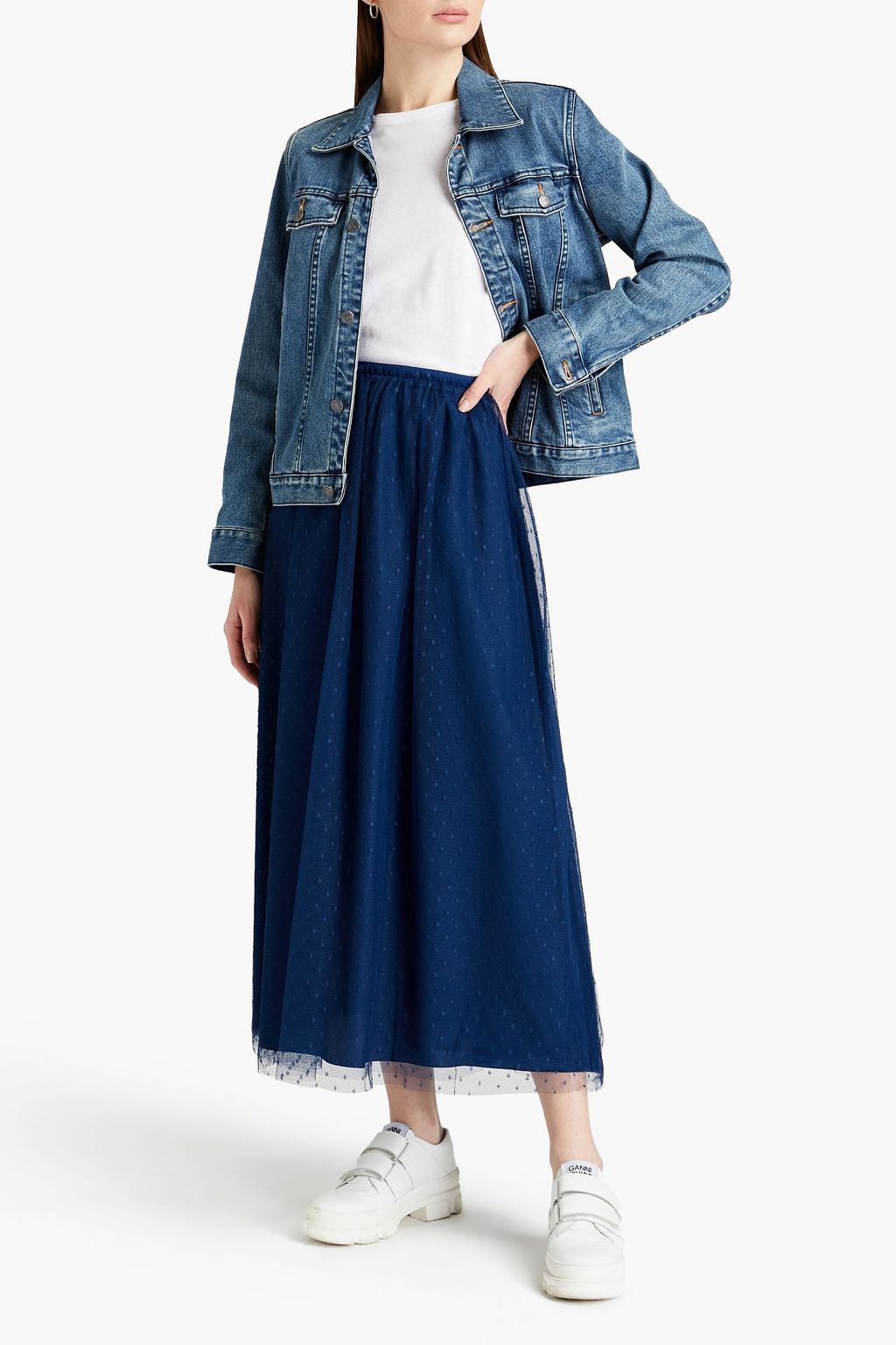 REDVALENTINO Point d'esprit midi skirt