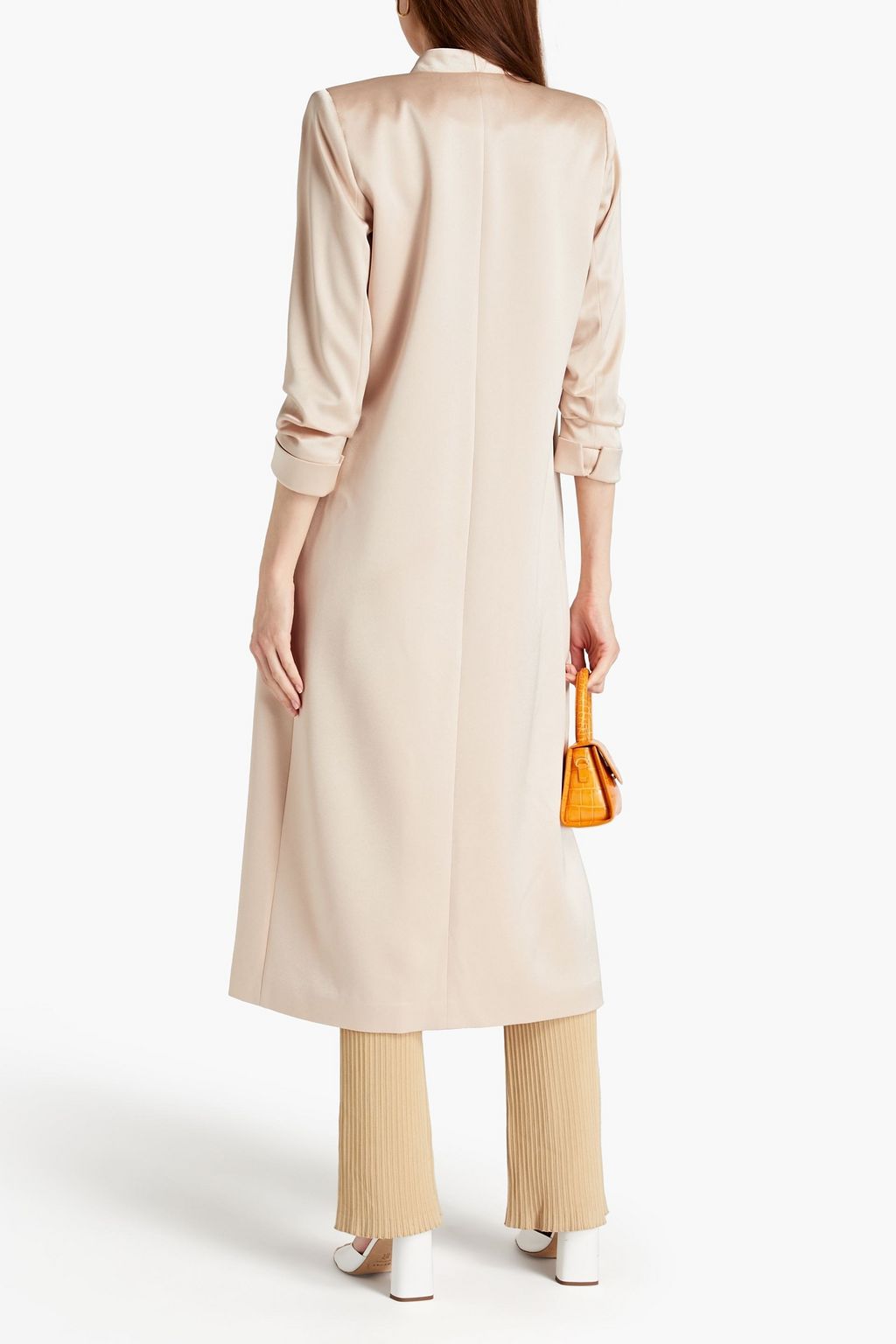 ALICE + OLIVIA Gathered satin-crepe coat