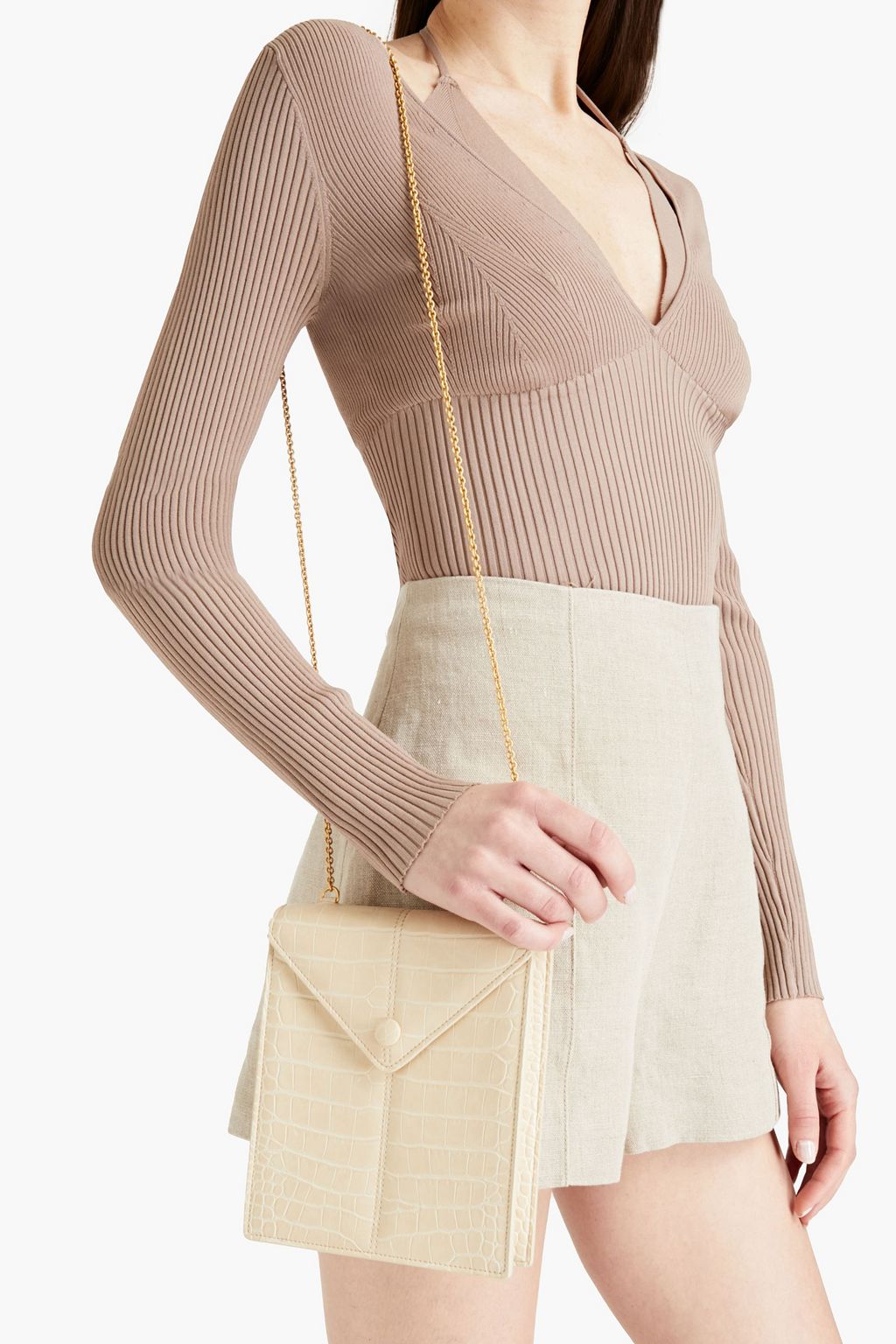 NANUSHKA Vegan croc-effect leather shoulder bag