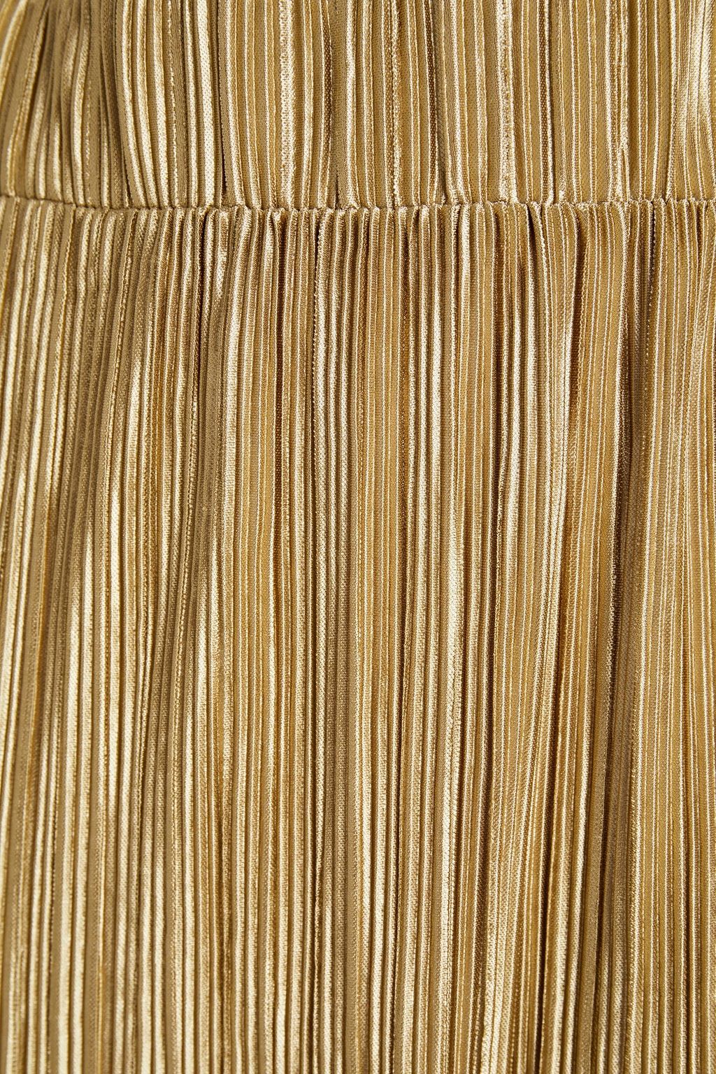 ONIA Plissé-lamé midi skirt