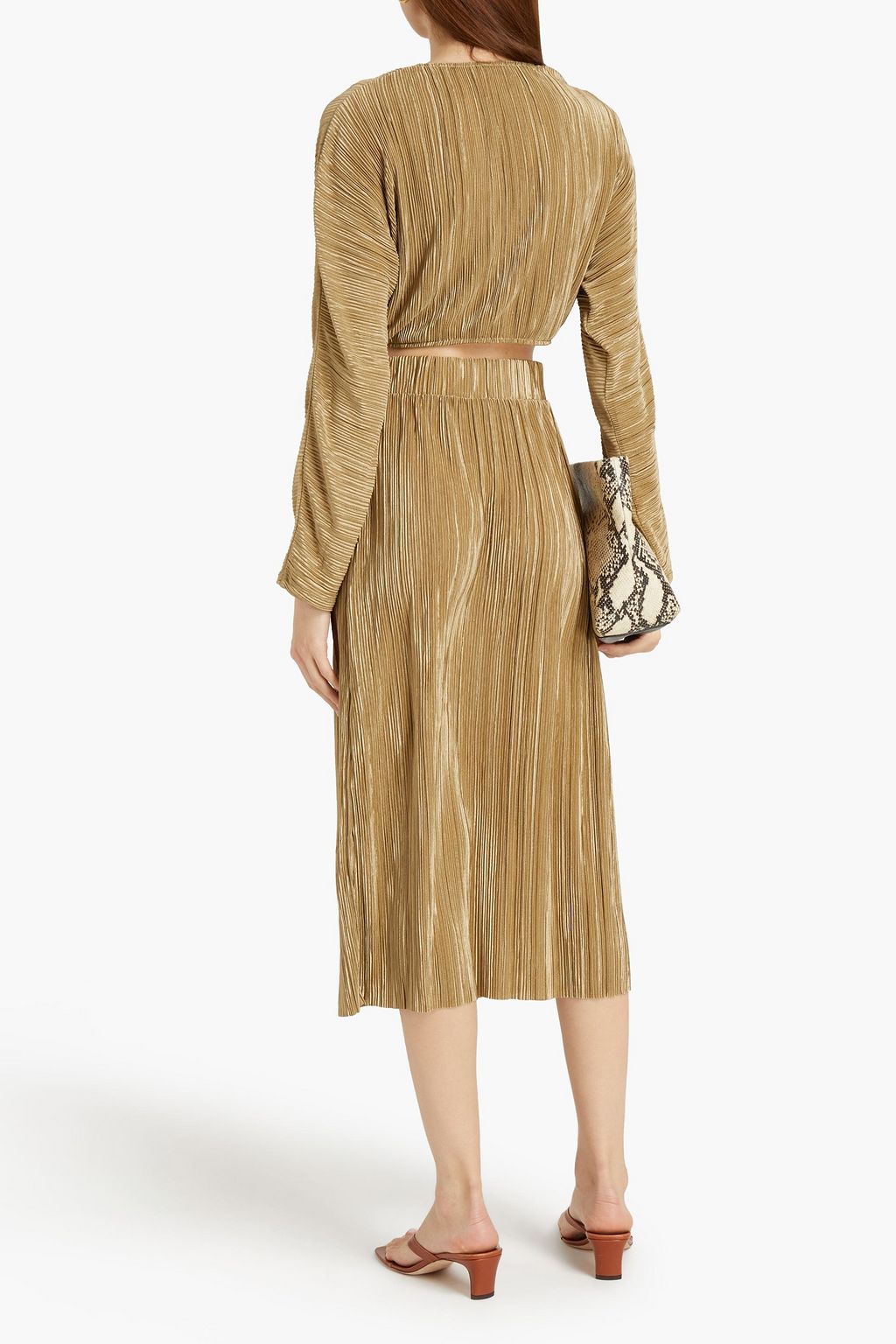 ONIA Plissé-lamé midi skirt