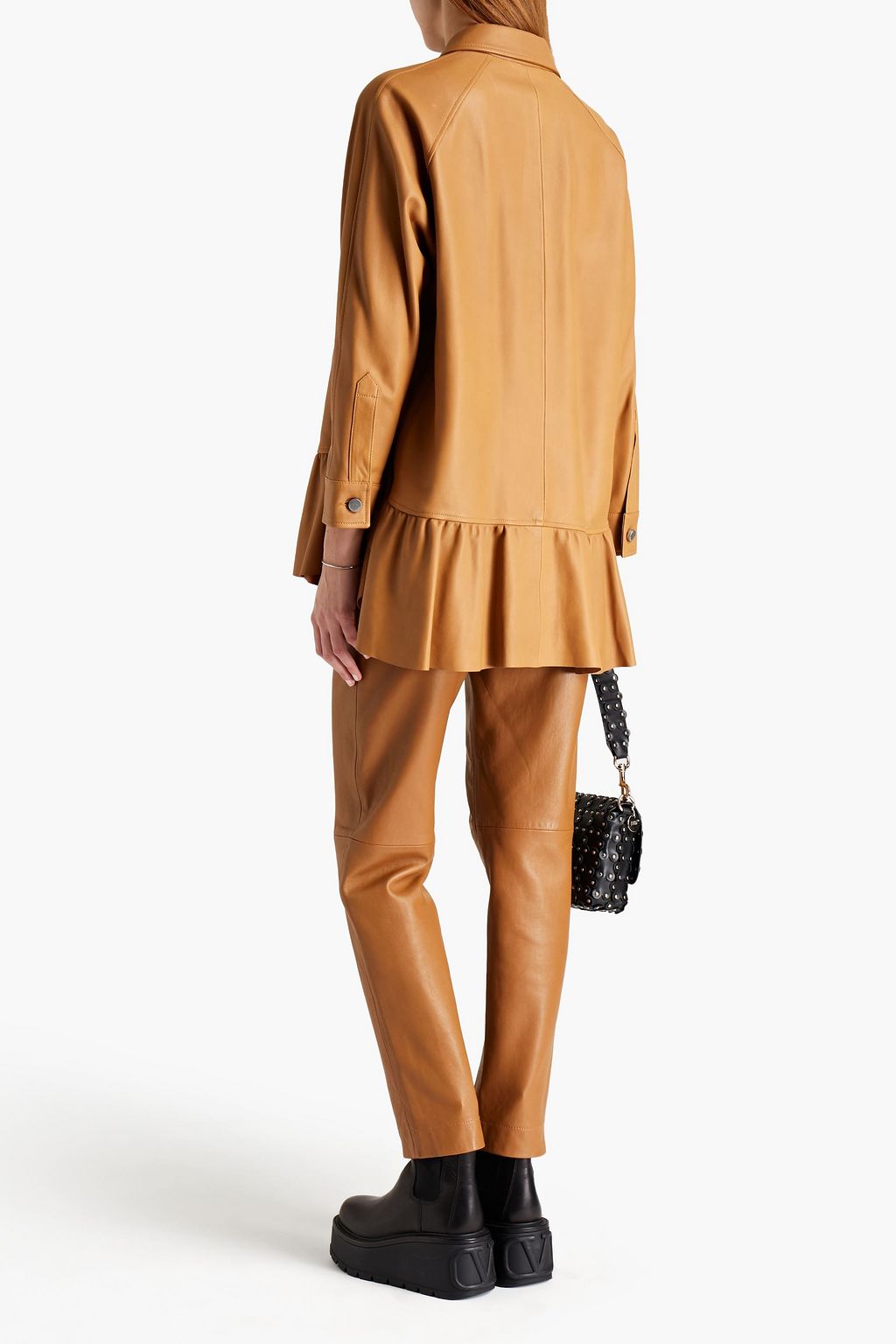 REDVALENTINO Ruffled leather jacket