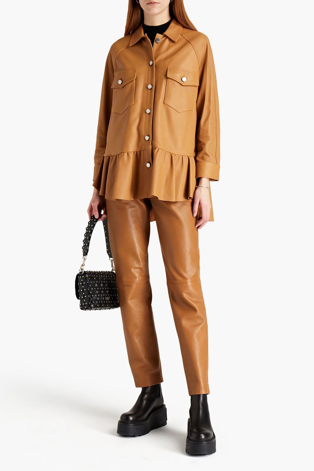 REDVALENTINO Ruffled leather jacket