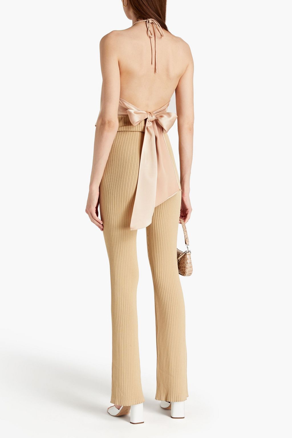 ALICE + OLIVIA Satin-crepe halterneck top