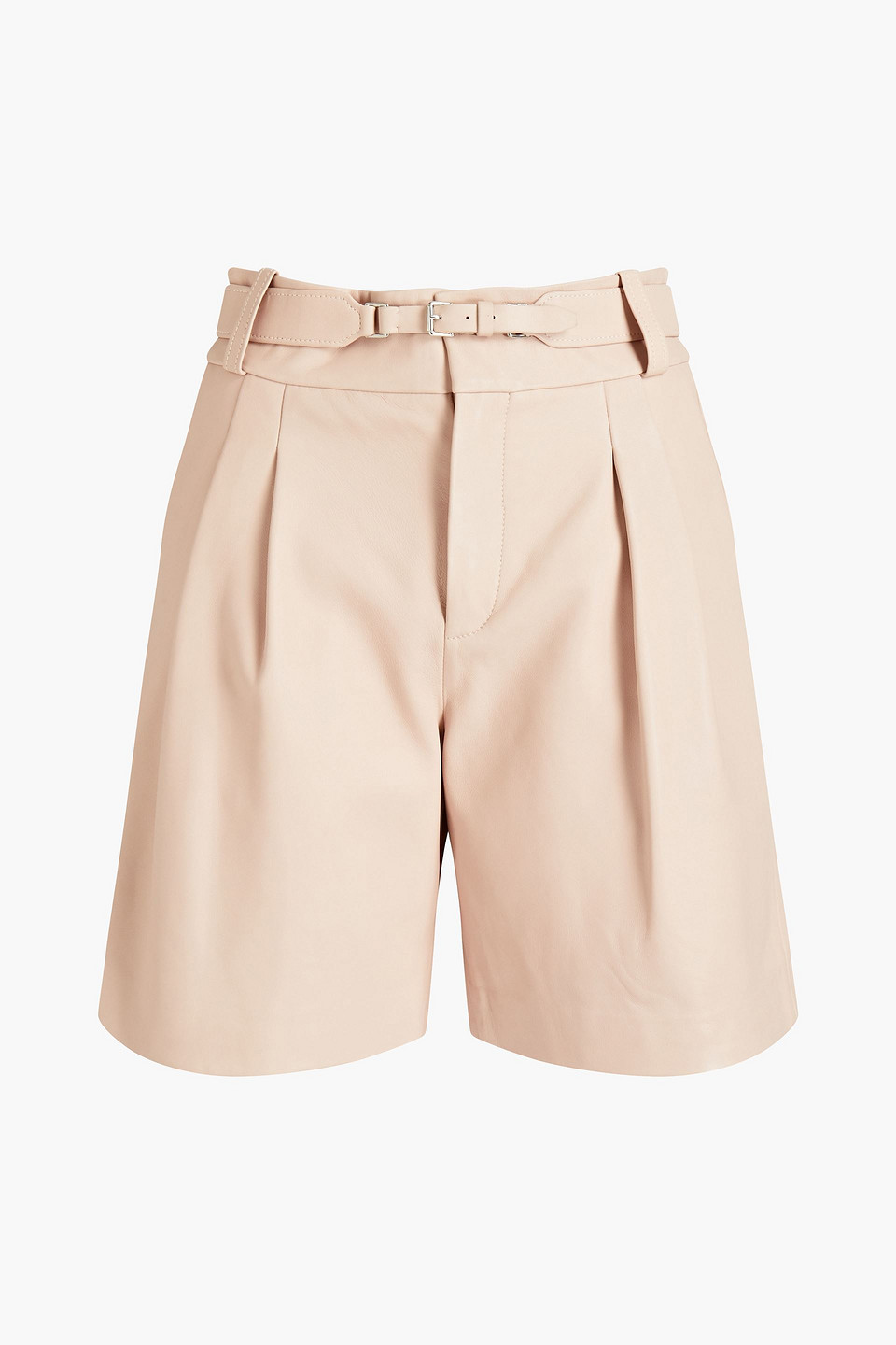 Redvalentino Woman Belted Pleated Leather Shorts Blush Size 38
