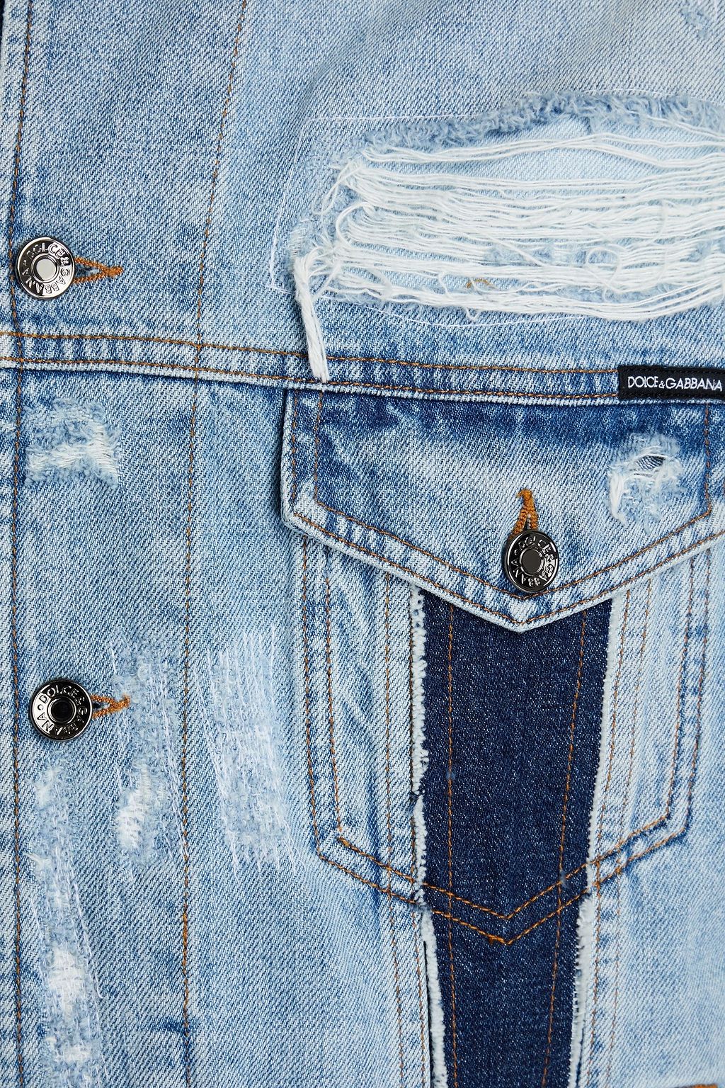 DOLCE&GABBANA Distressed faded denim jacket