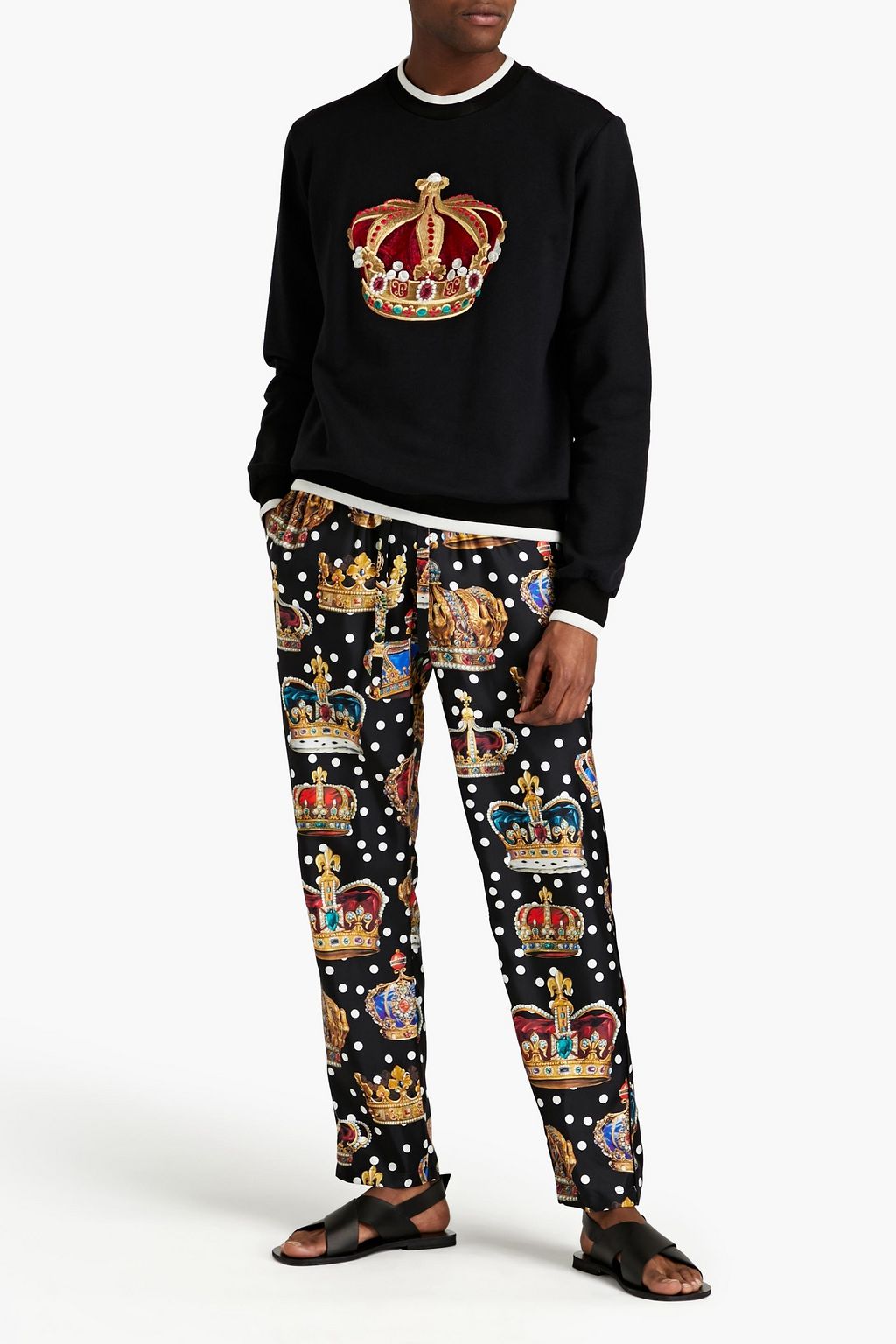 DOLCE&GABBANA Printed silk-twill pants