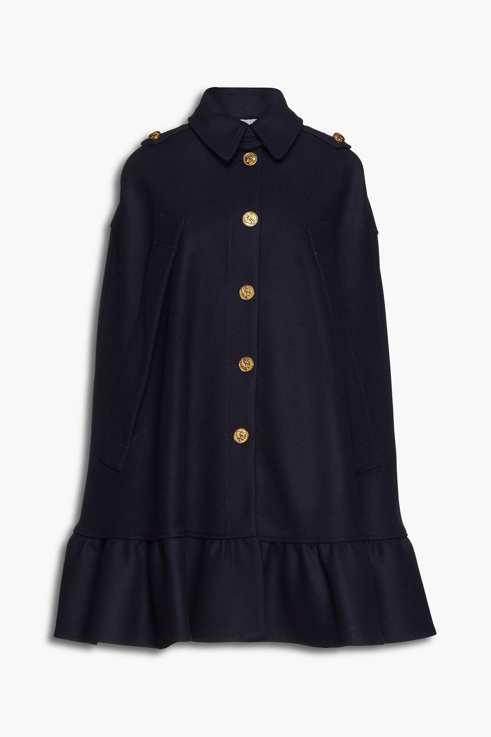 Redvalentino Woman Gathered Wool-blend Felt Cape Navy Size 42