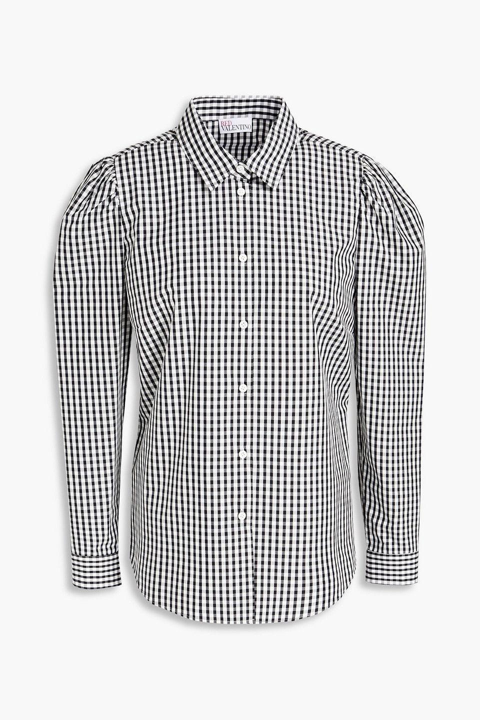 Redvalentino Woman Gingham Cotton-blend Poplin Shirt Black Size 48