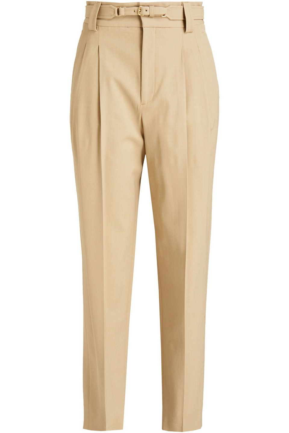 Redvalentino Woman Pleated Twill Tapered Pants Beige Size 40