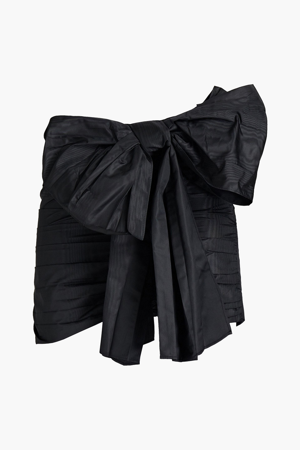 Redvalentino Woman Bow-embellished Gathered Satin Mini Skirt Black Size 36