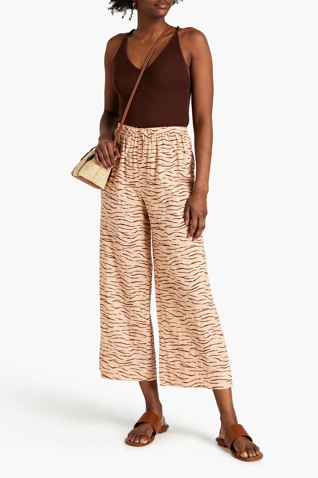 ONIA Printed cotton-blend wide-leg pants
