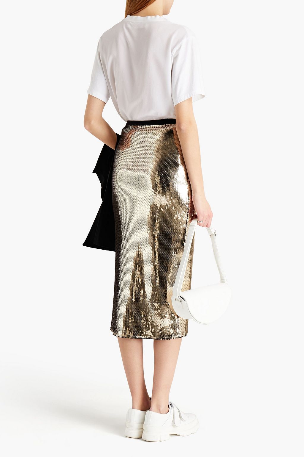 REDVALENTINO Sequined jersey midi pencil skirt