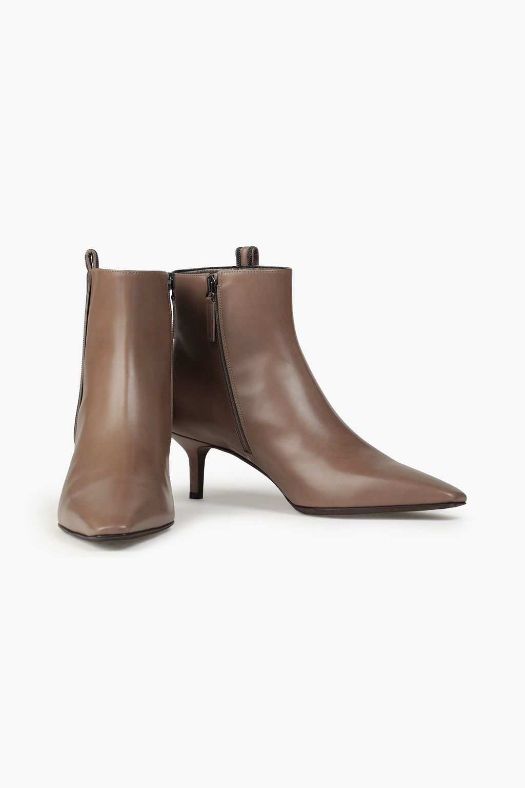BRUNELLO CUCINELLI Bead-embellished leather ankle boots