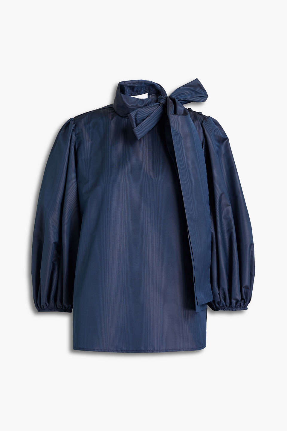Redvalentino Woman Pussy-bow Moire Blouse Navy Size 42