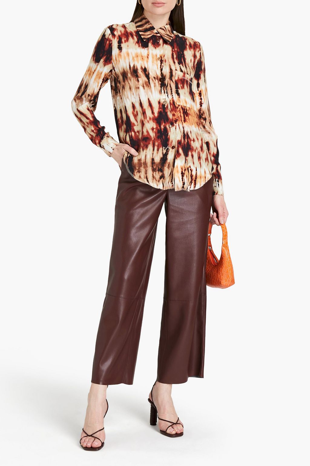 NANUSHKA Tie-dyed cupro-satin shirt