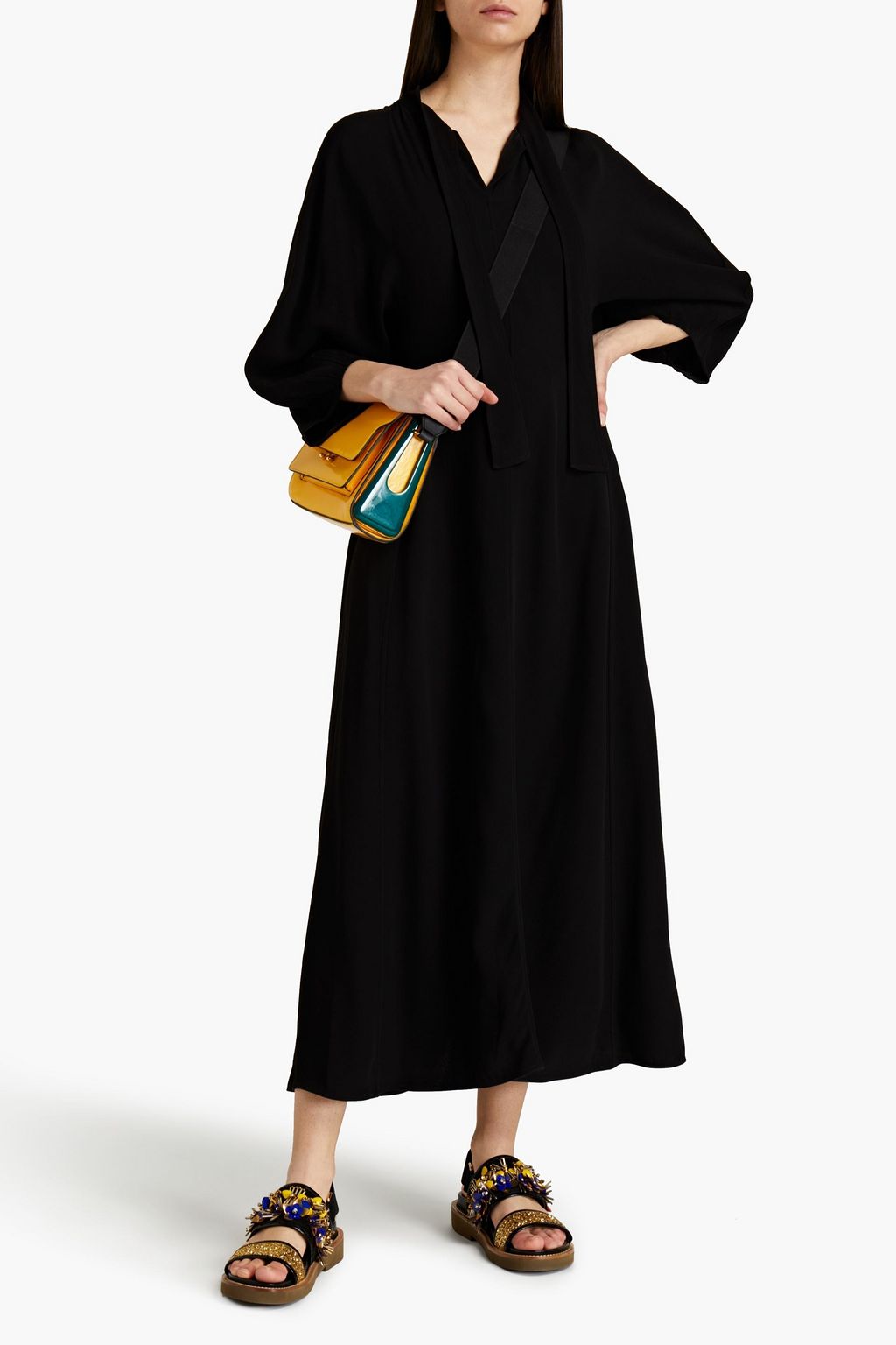 MARNI Pleated crepe maxi dress