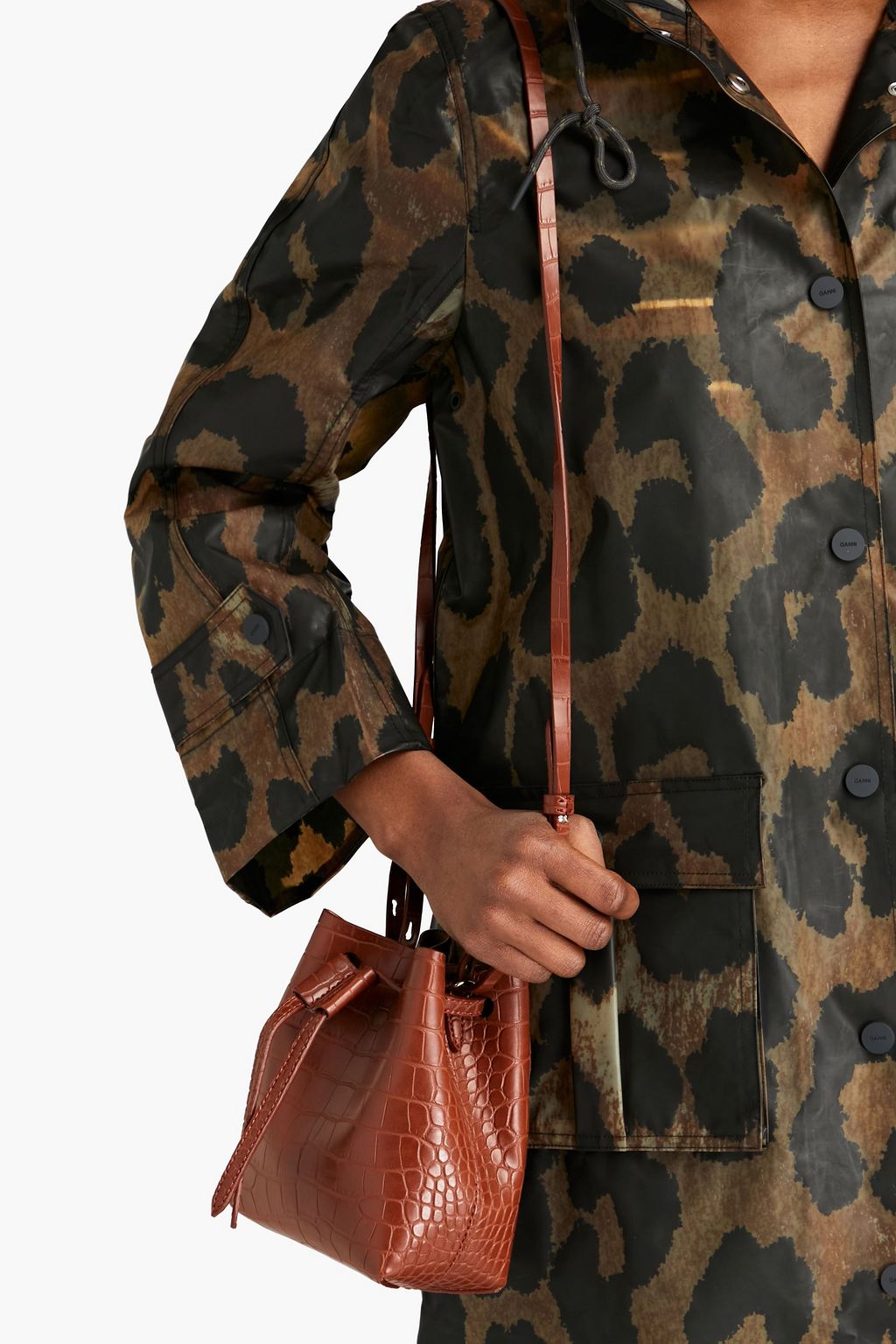 NANUSHKA Vegan croc-effect leather bucket bag