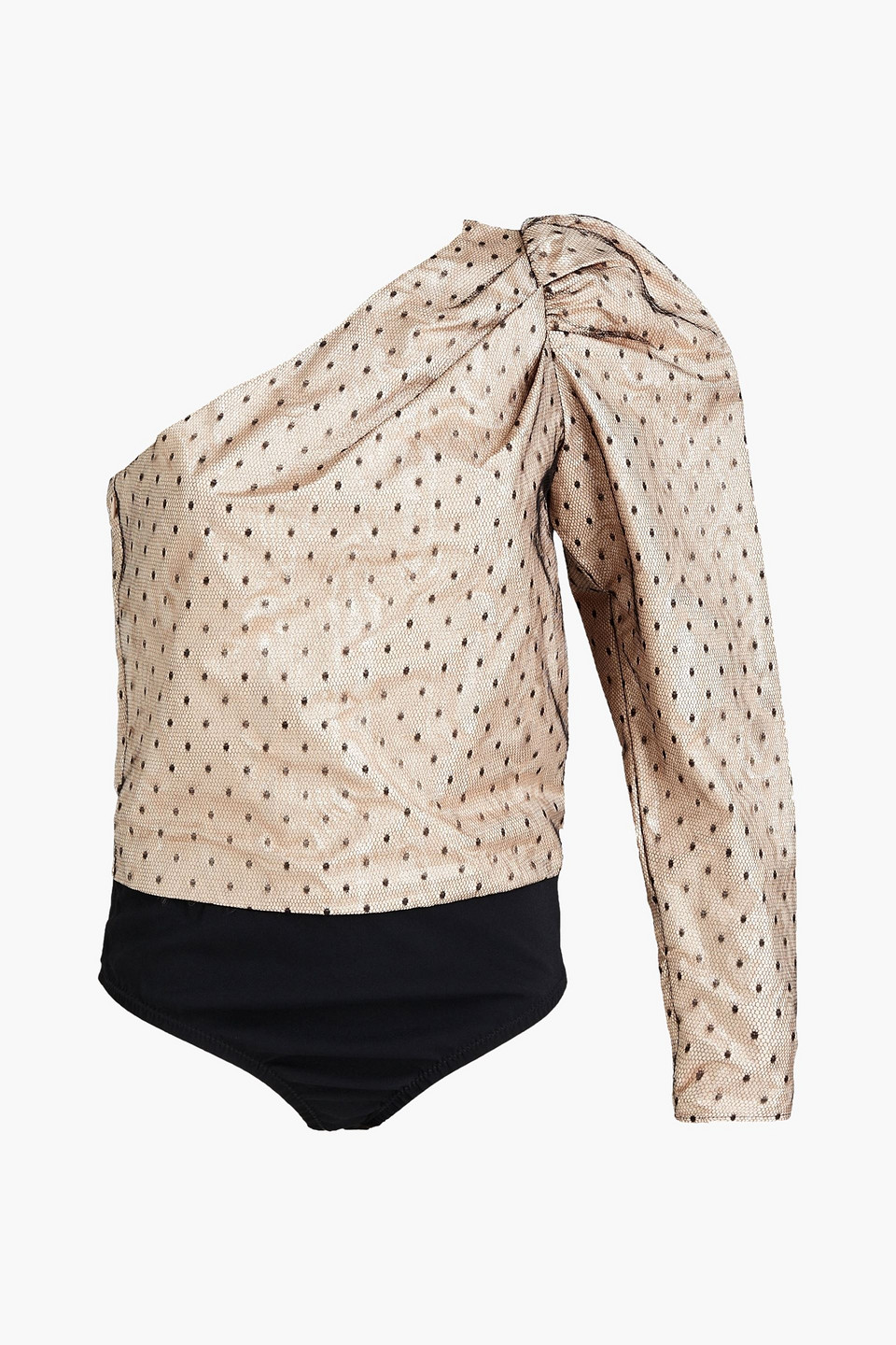 Redvalentino Woman One-shoulder Ruched Tulle Bodysuit Ecru Size 40