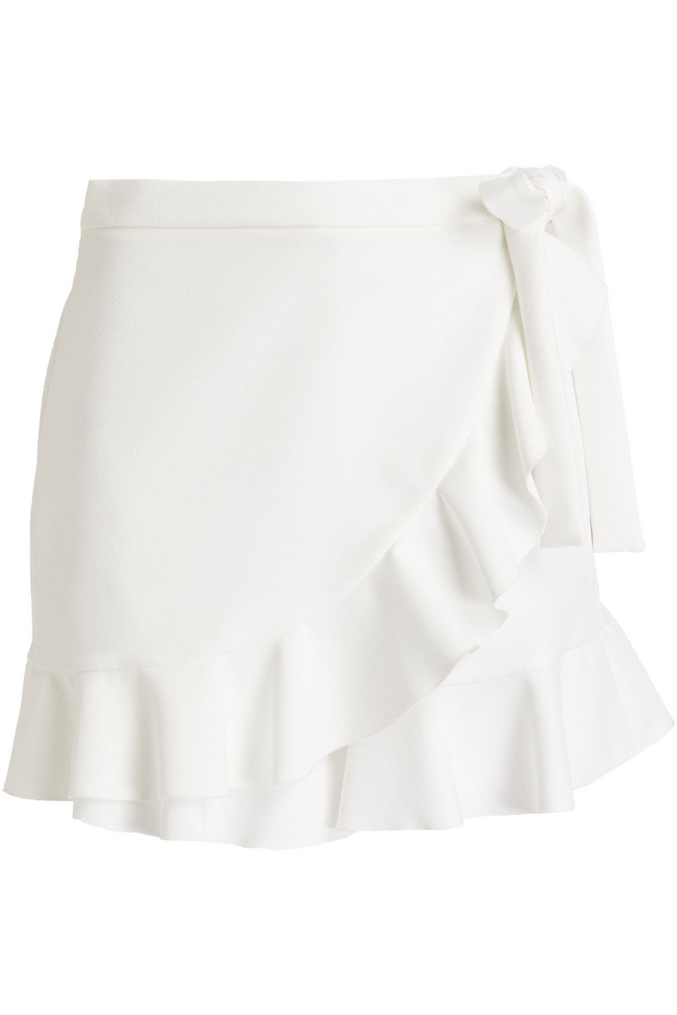 Redvalentino Woman Wrap-effect Ruffled Crepe Shorts Off-white Size 36