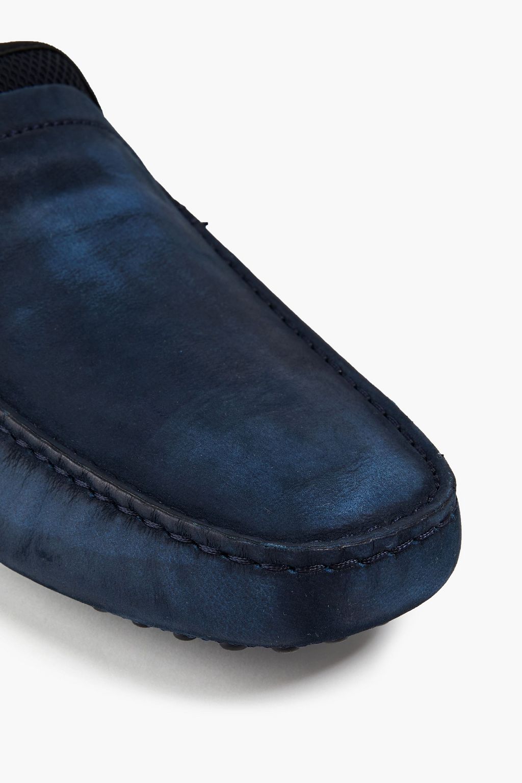 TOD'S Pantofola mesh-paneled suede loafers