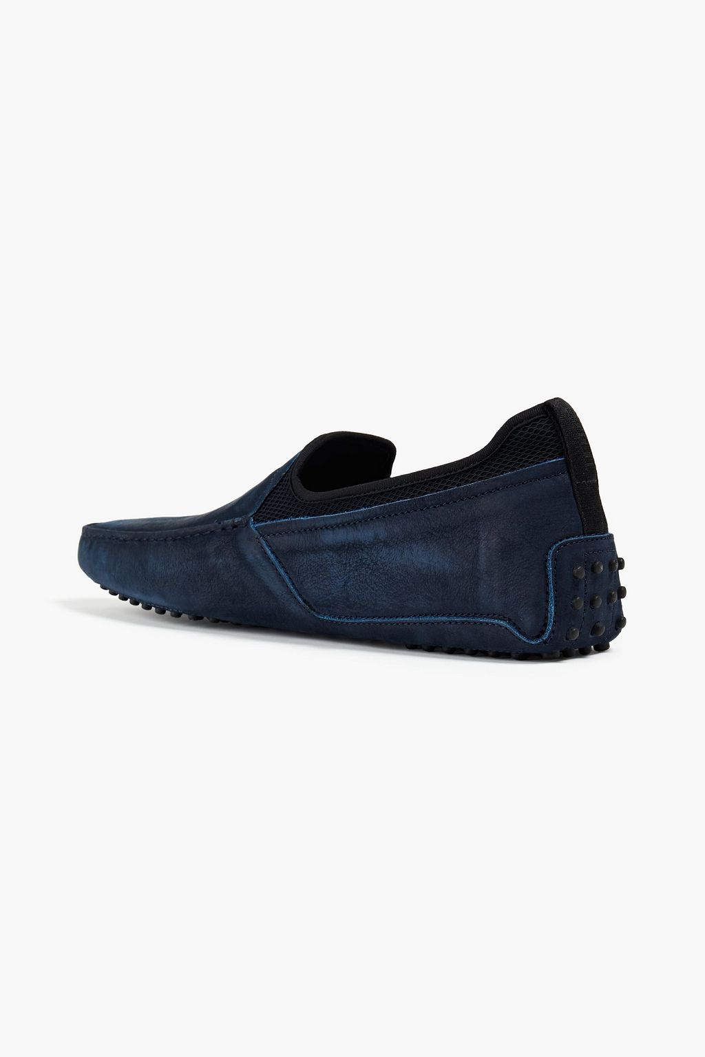 TOD'S Pantofola mesh-paneled suede loafers