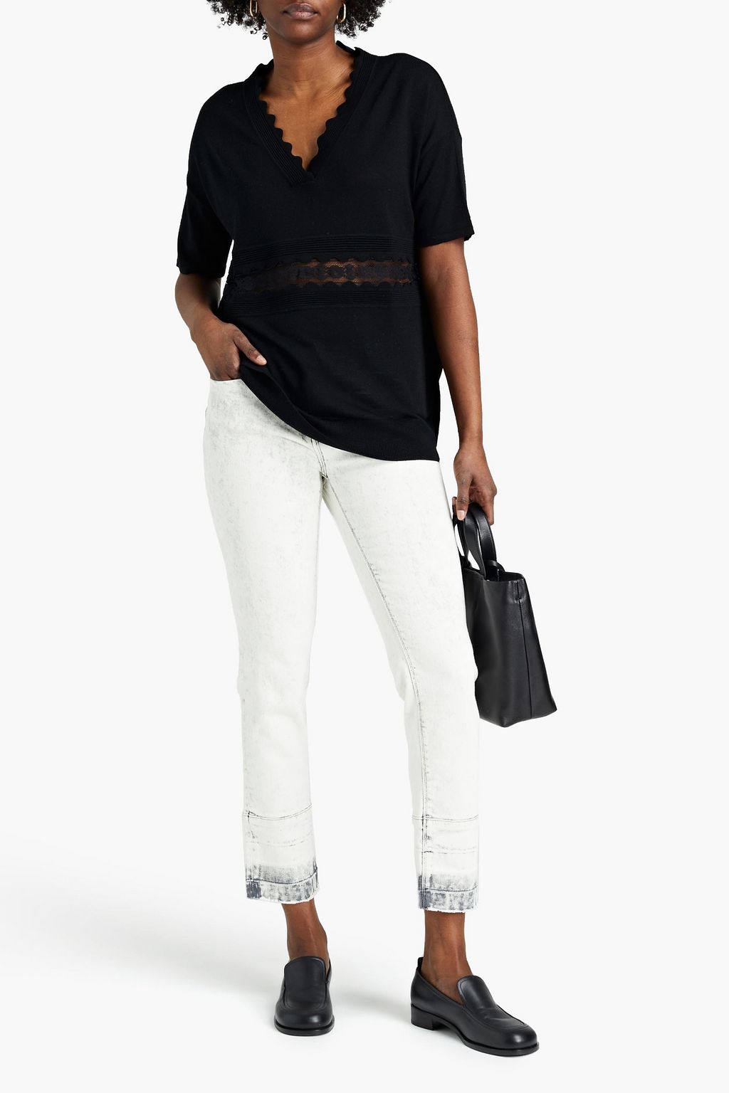 CLAUDIE PIERLOT Lace-trimmed wool top