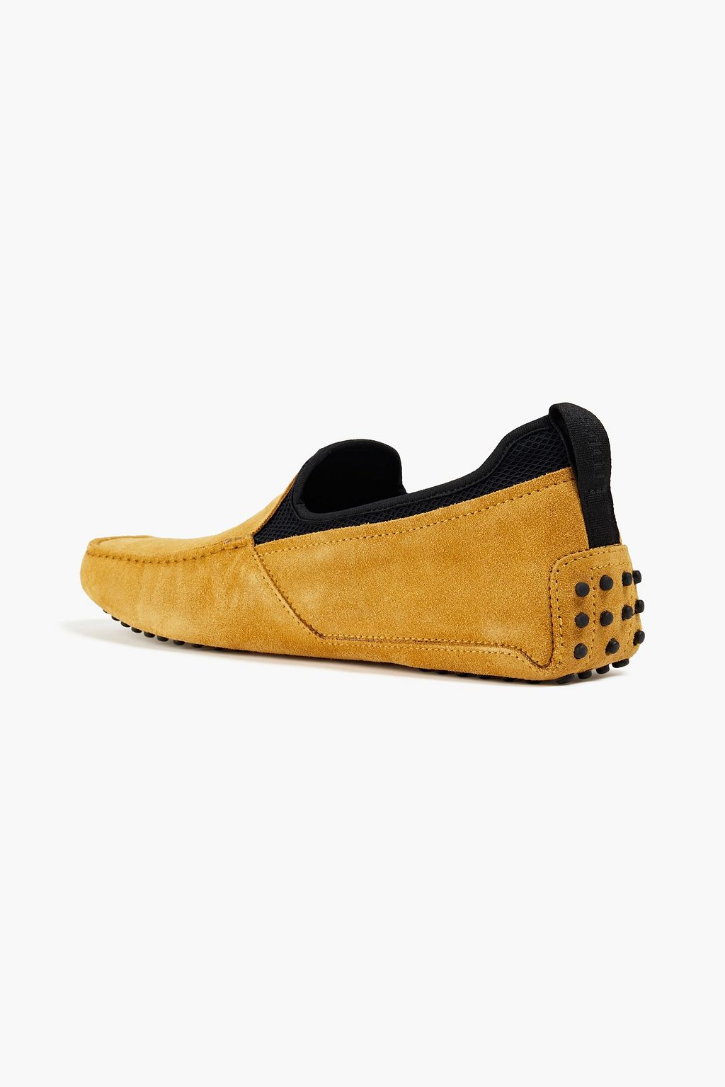 TOD'S Pantofola mesh-paneled suede loafers