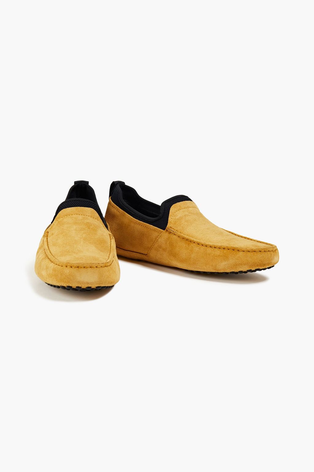 TOD'S Pantofola mesh-paneled suede loafers