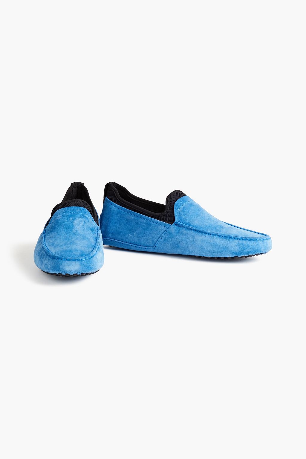 TOD'S Pantofola mesh-paneled suede loafers