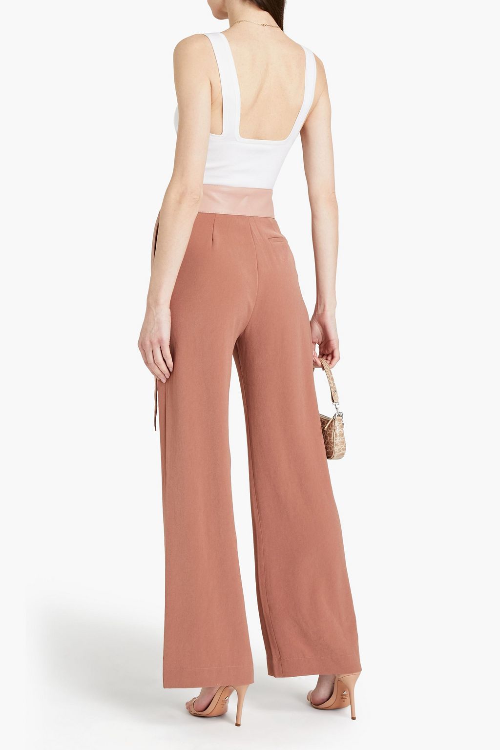 NANUSHKA Cecilia vegan leather-trimmed jersey wide-leg pants