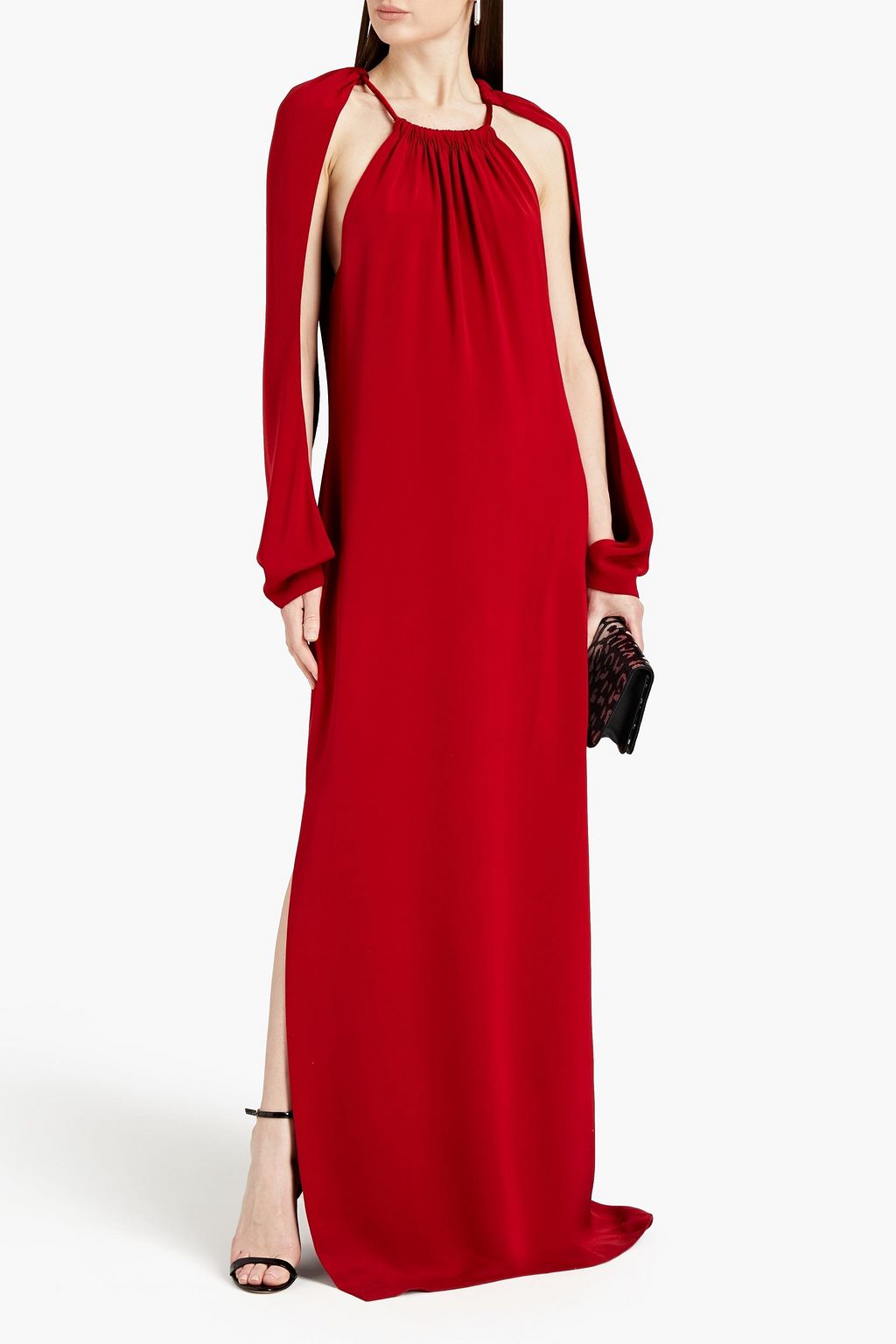 TOM FORD Cutout gathered silk-satin maxi dress