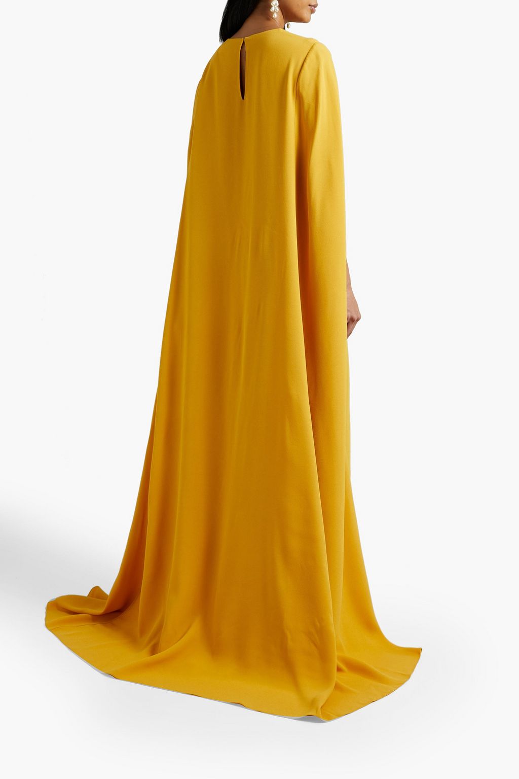 OSCAR DE LA RENTA Cape-effect cutout embellished crepe gown