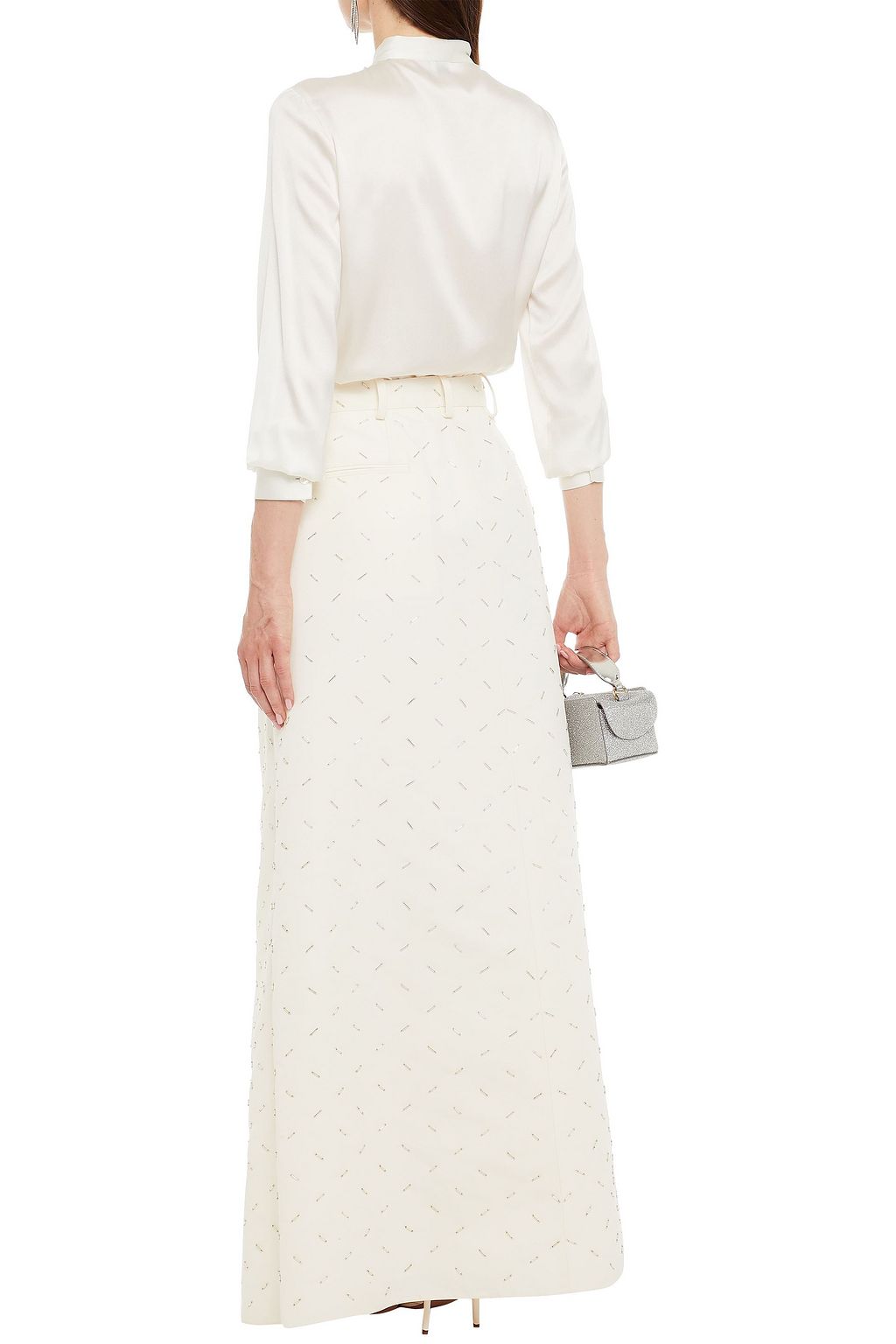 VALENTINO GARAVANI Pleated bead-embellished cady maxi skirt
