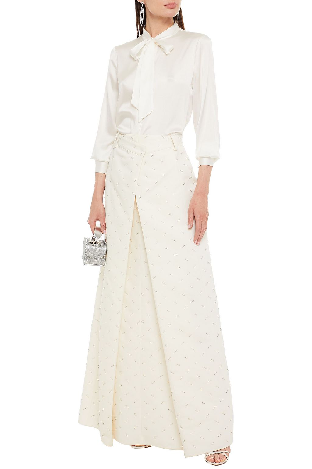 VALENTINO GARAVANI Pleated bead-embellished cady maxi skirt
