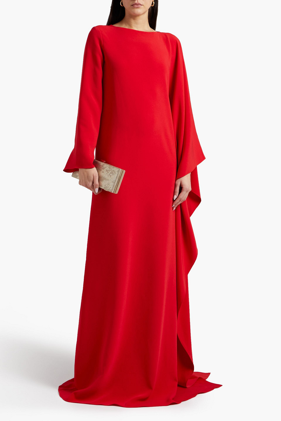 Oscar De La Renta Draped Silk-blend Crepe Gown In Red