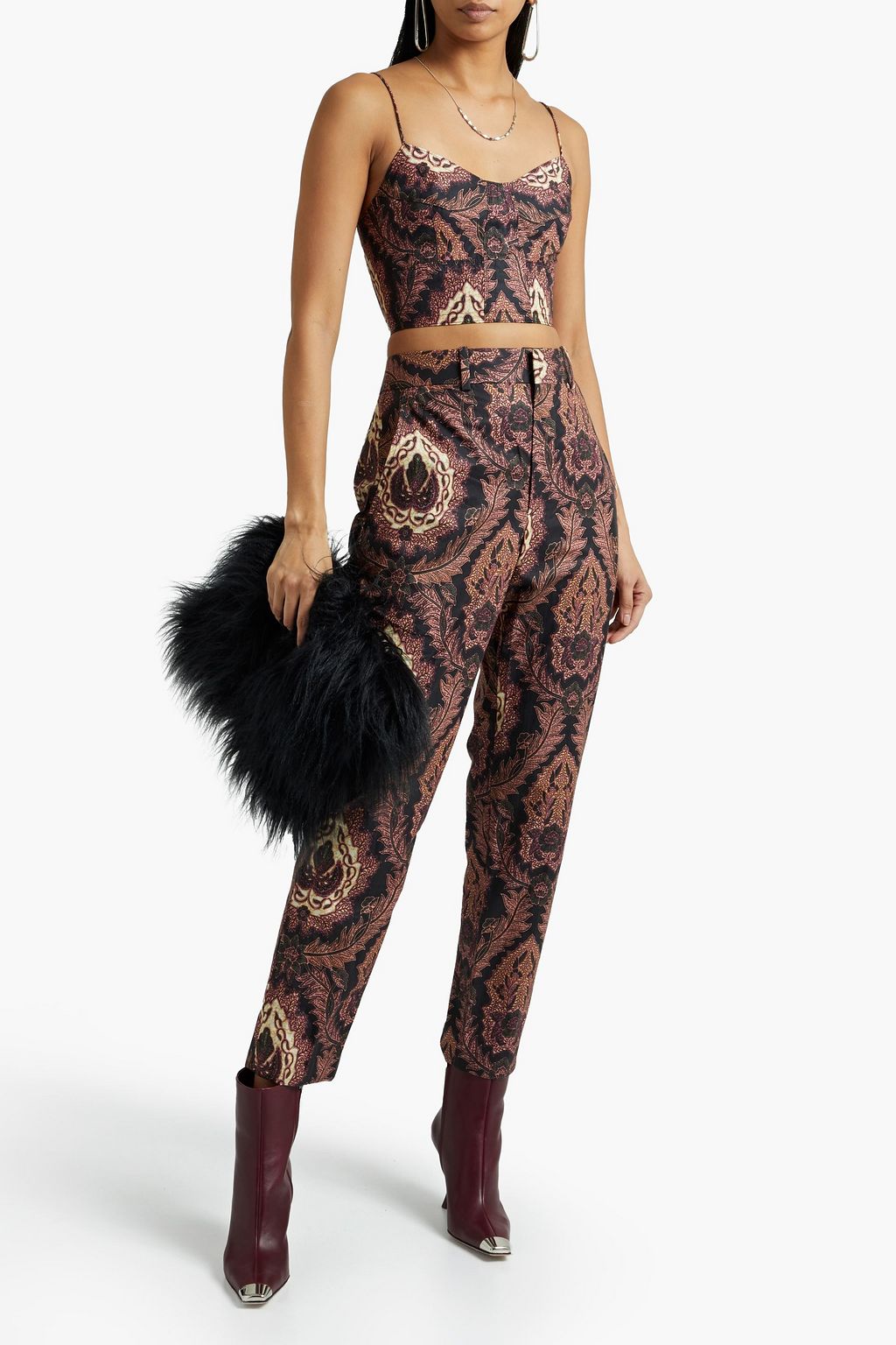 ISABEL MARANT Meo Rosewood printed cotton-poplin tapered pants