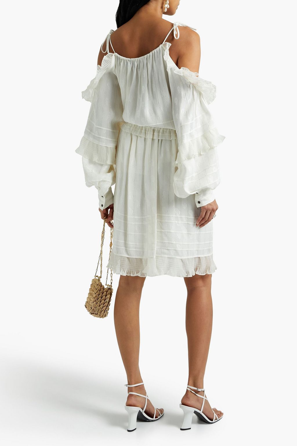 ISABEL MARANT Margo cold-shoulder ruffled floral-jacquard top