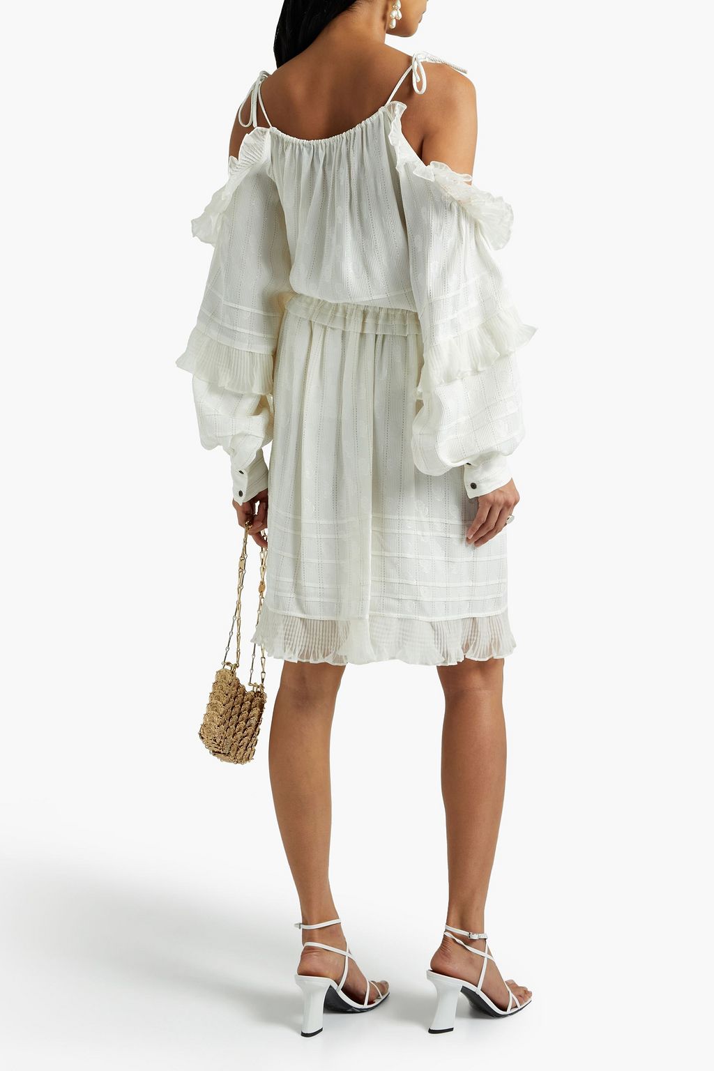 ISABEL MARANT Marthe ruffle-trimmed pleated metallic jacquard skirt