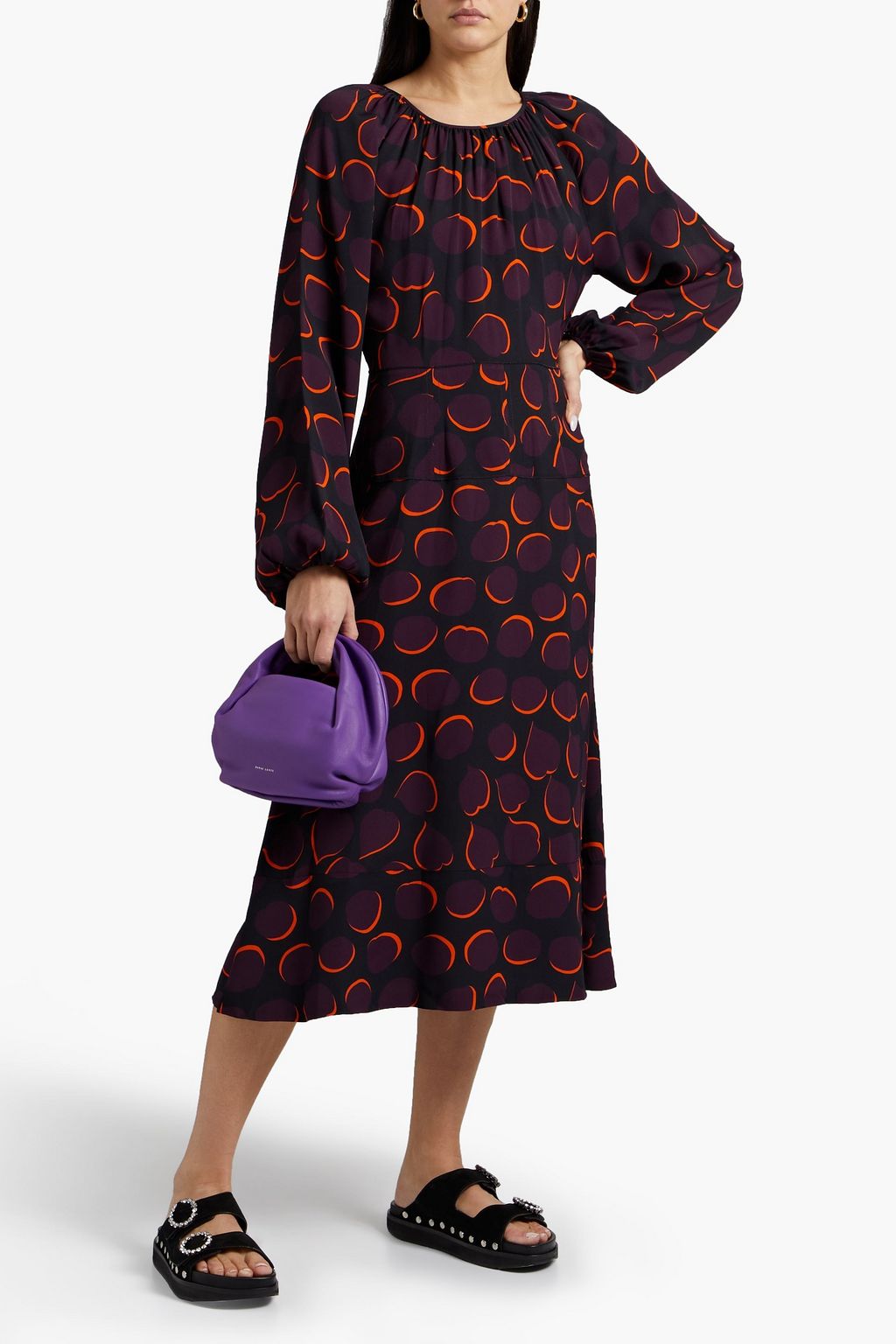 MARNI Printed crepe midi dress