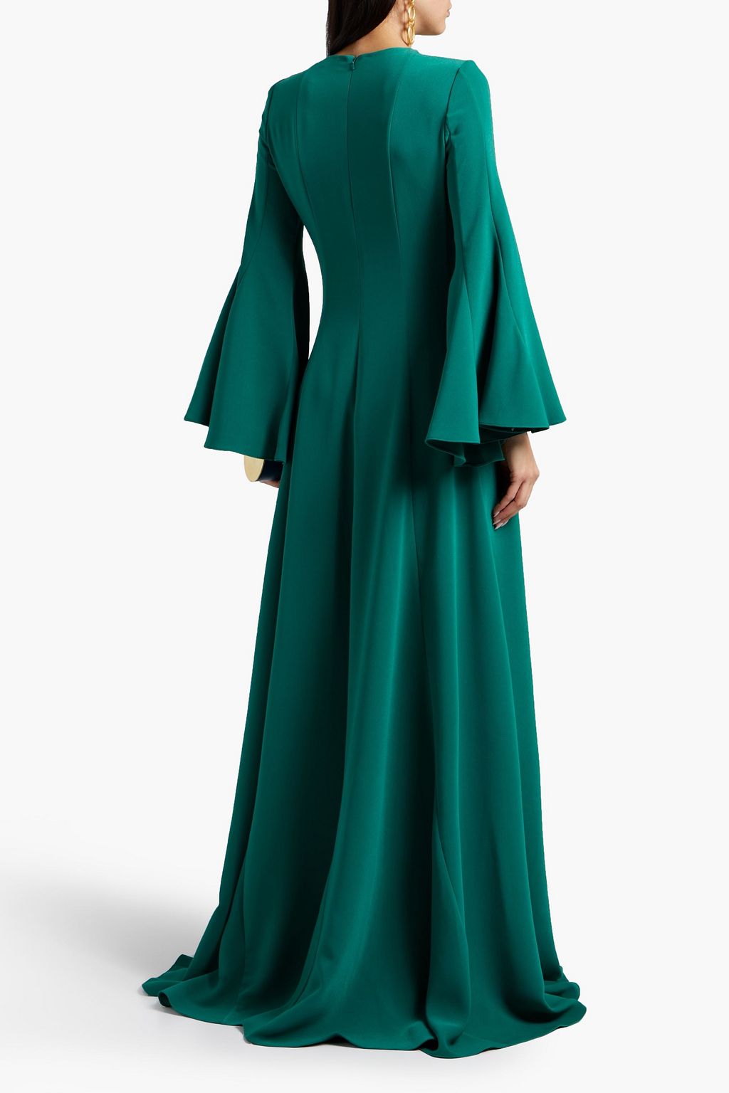 OSCAR DE LA RENTA Fluted silk-blend crepe gown