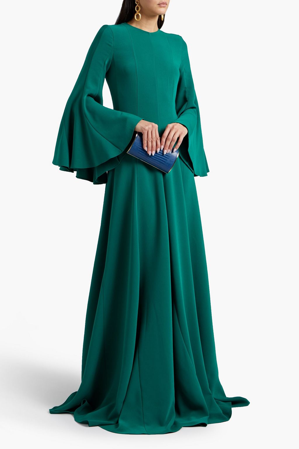 OSCAR DE LA RENTA Fluted silk-blend crepe gown