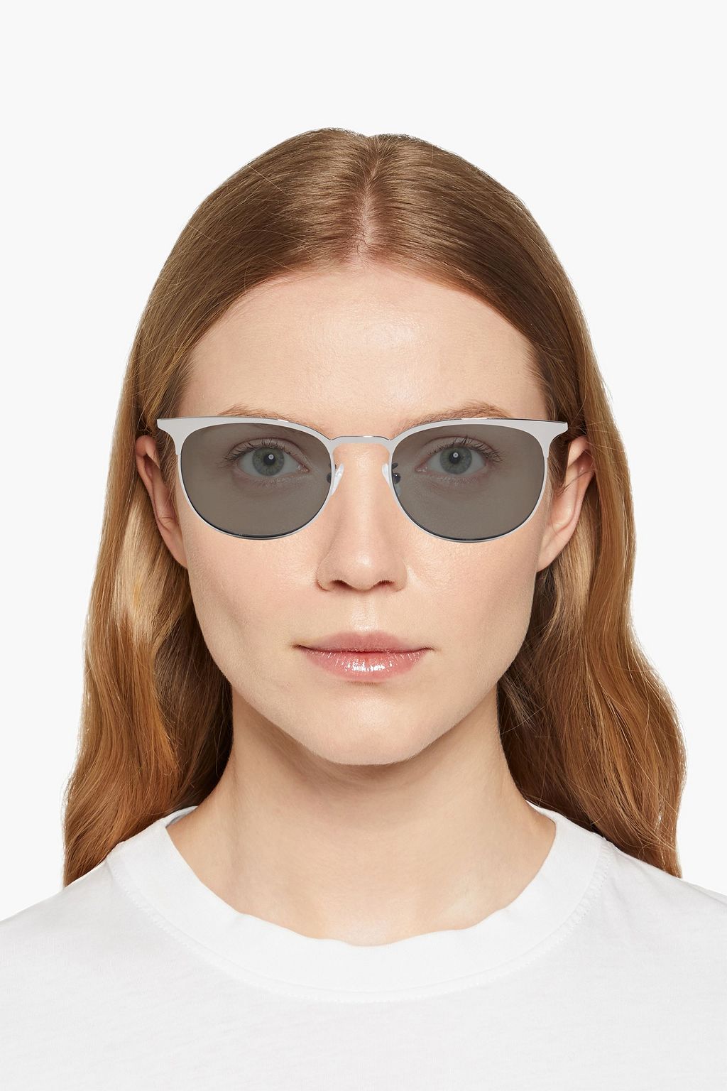 SAINT LAURENT D-frame silver-tone sunglasses